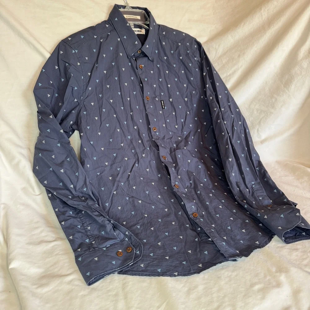 Ben Sherman Dark Blue Shirt with Triangle Design - Picture 2 of 5